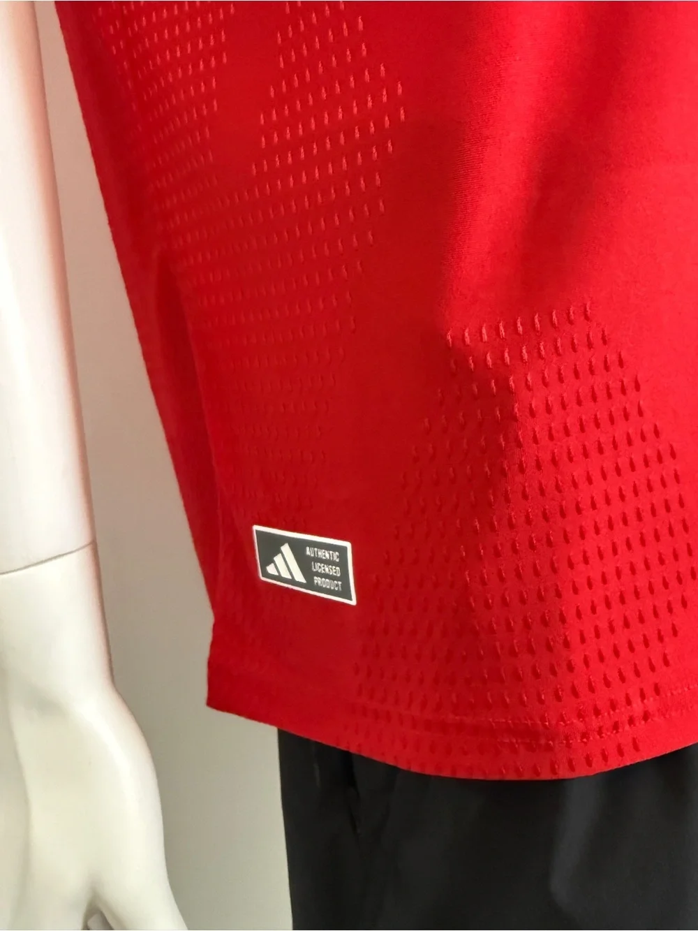 adidas Red Manchester United Soccer Jersey with White Accents